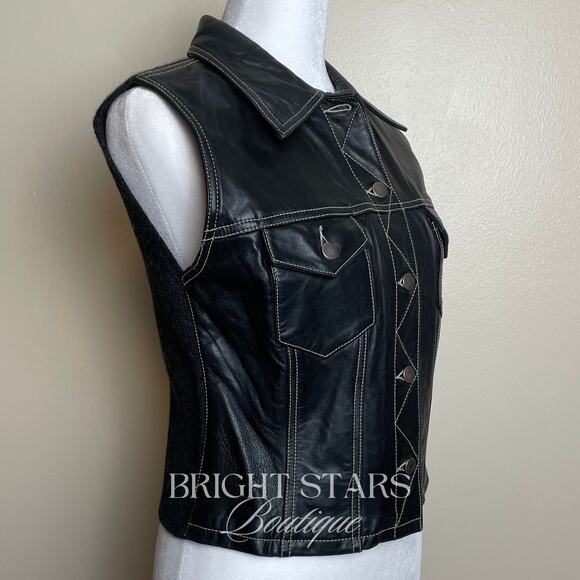 Rare Vintage Leather Wool Vest ASO Faith Lehane BtVS Womens Small Vintage 90s - Picture 7 of 15